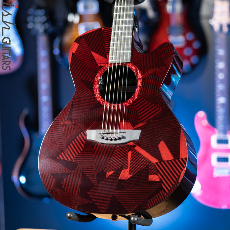2021 RainSong BI-WS1000N2C Black Ice Acoustic Guitar Ish Exclusive Cranberry Red