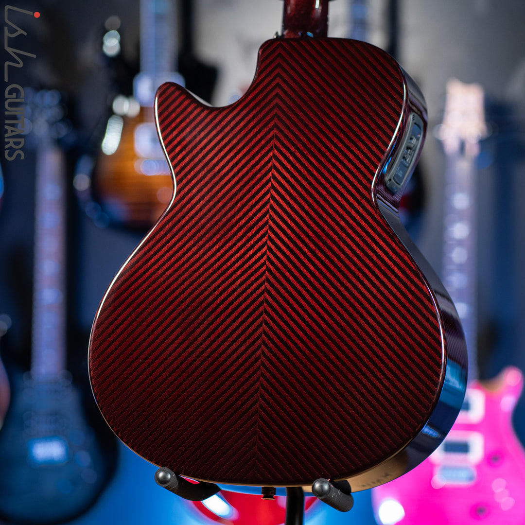 2021 RainSong BI-WS1000N2C Black Ice Acoustic Guitar Ish Exclusive Cranberry Red