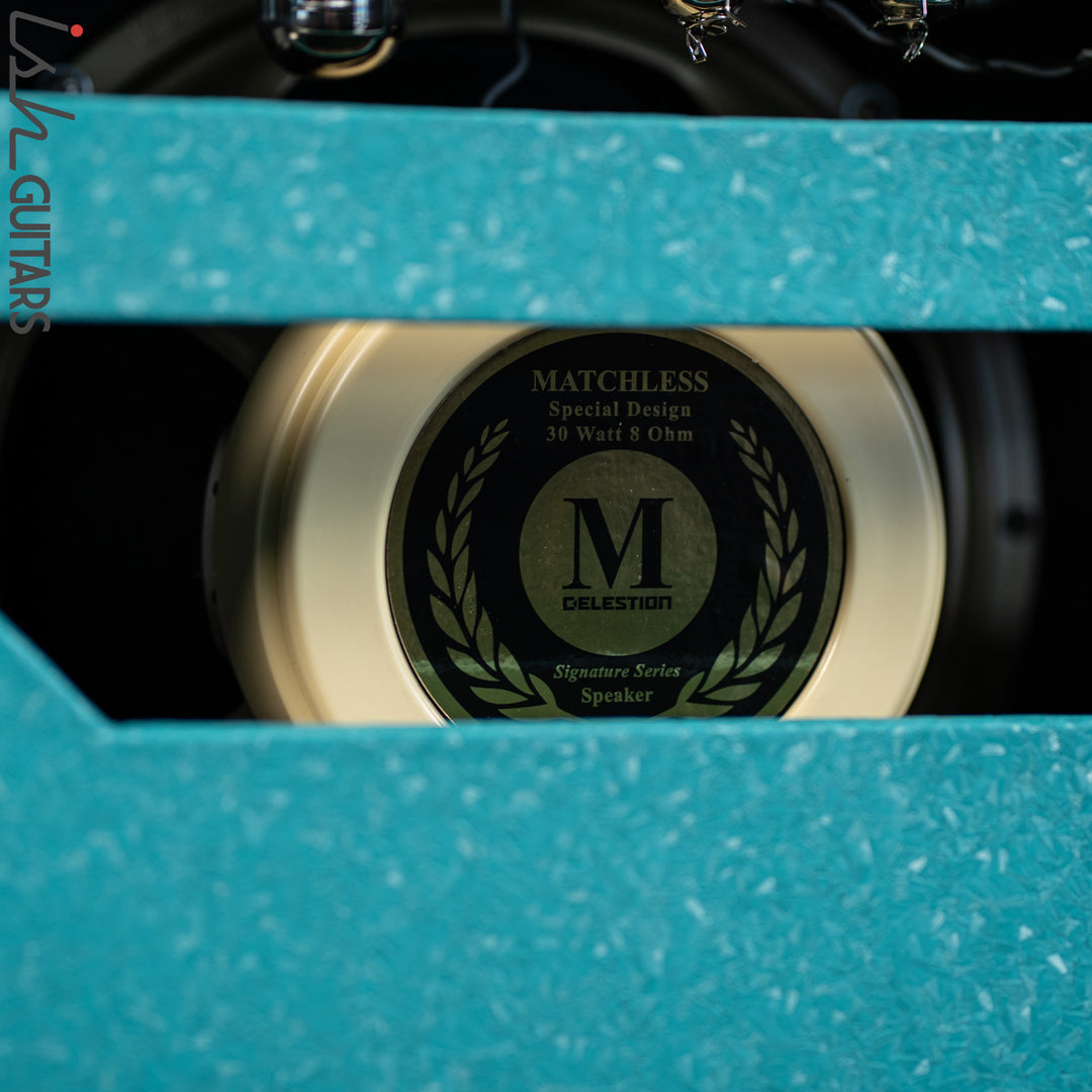 Matchless C-15 112 15W Combo Amplifier Shower Curtain Turquoise