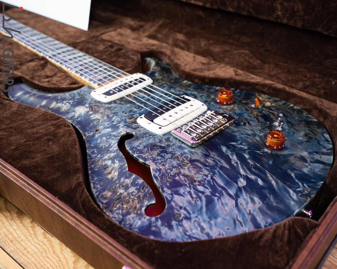 PRS Paul Reed Smith Private Stock 408 Semi Hollow Poplar Burl Triple Faded Indigo