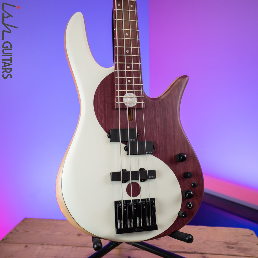 2020 Fodera Yin Yang Standard Purple Heart Olympic White 4 String
