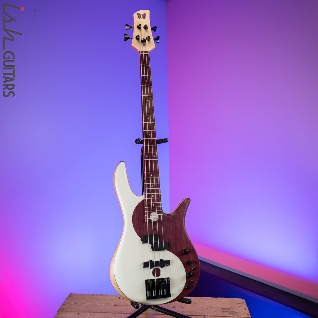 2020 Fodera Yin Yang Standard Purple Heart Olympic White 4 String