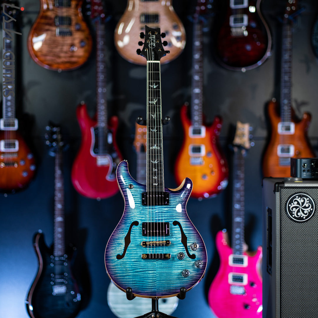 2020 PRS Hollowbody II McCarty 594 Wood Library Aqua Blue Purple Burst