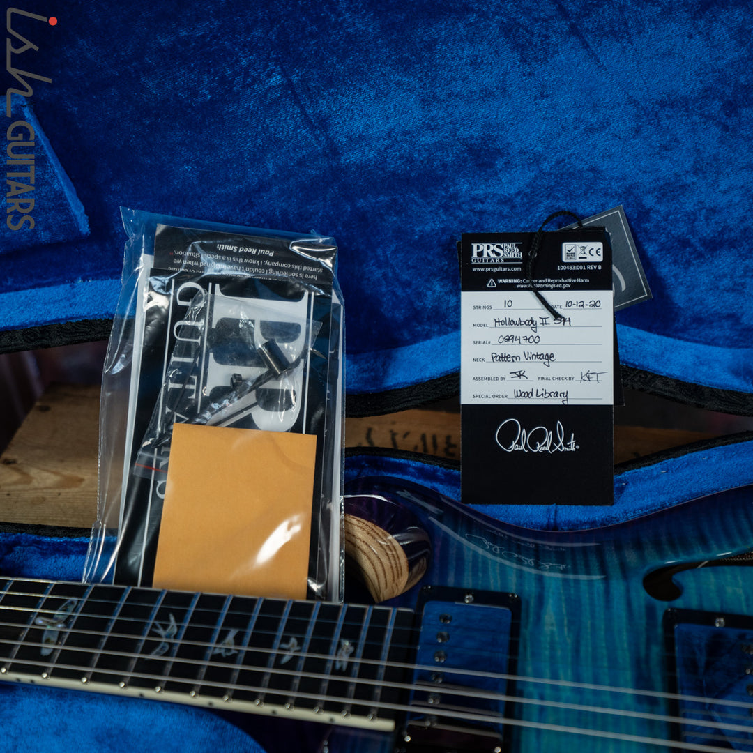2020 PRS Hollowbody II McCarty 594 Wood Library Aqua Blue Purple Burst
