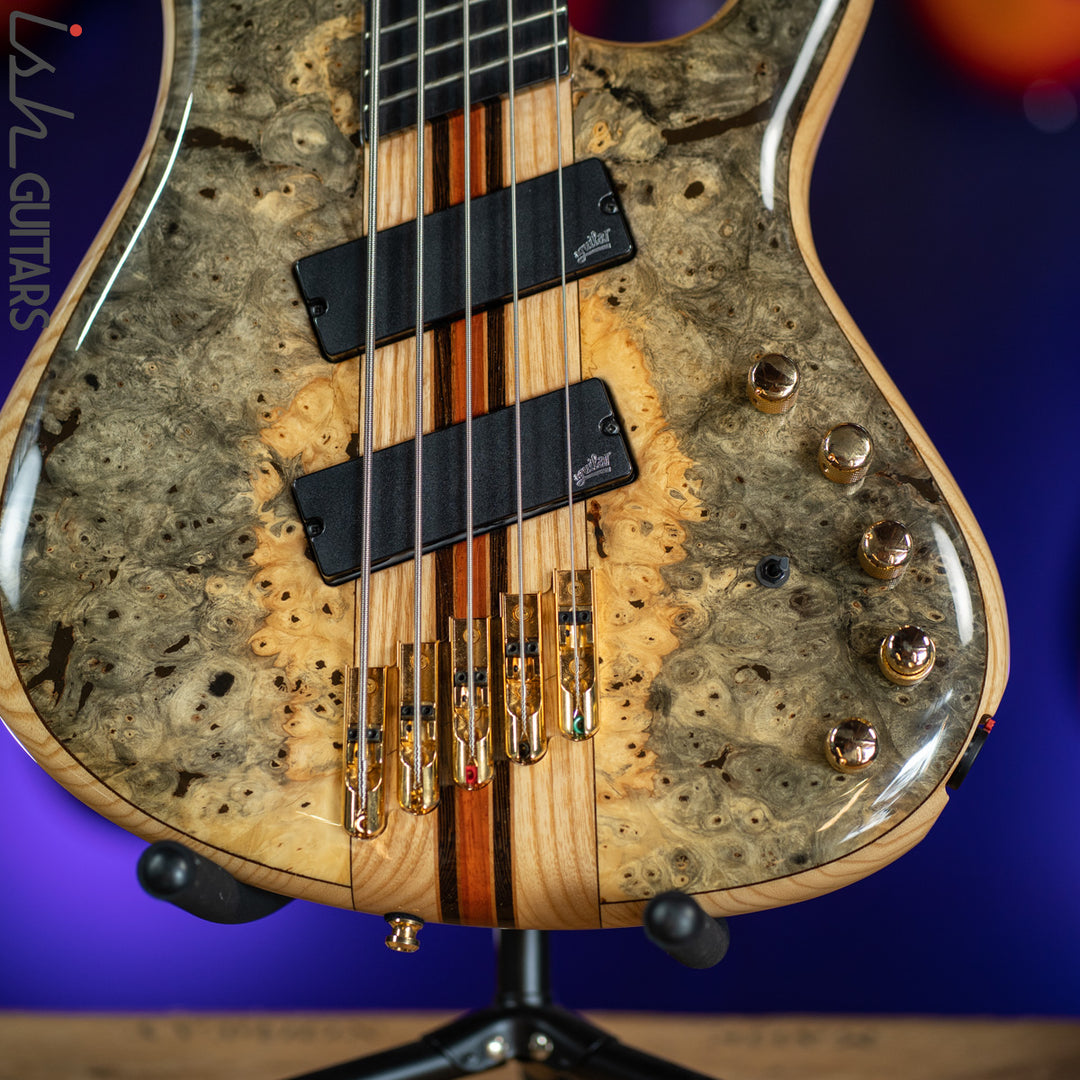 2017 Mayones Custom 5 Pi II VF Multi-Scale Bass Buckeye Burl Natural