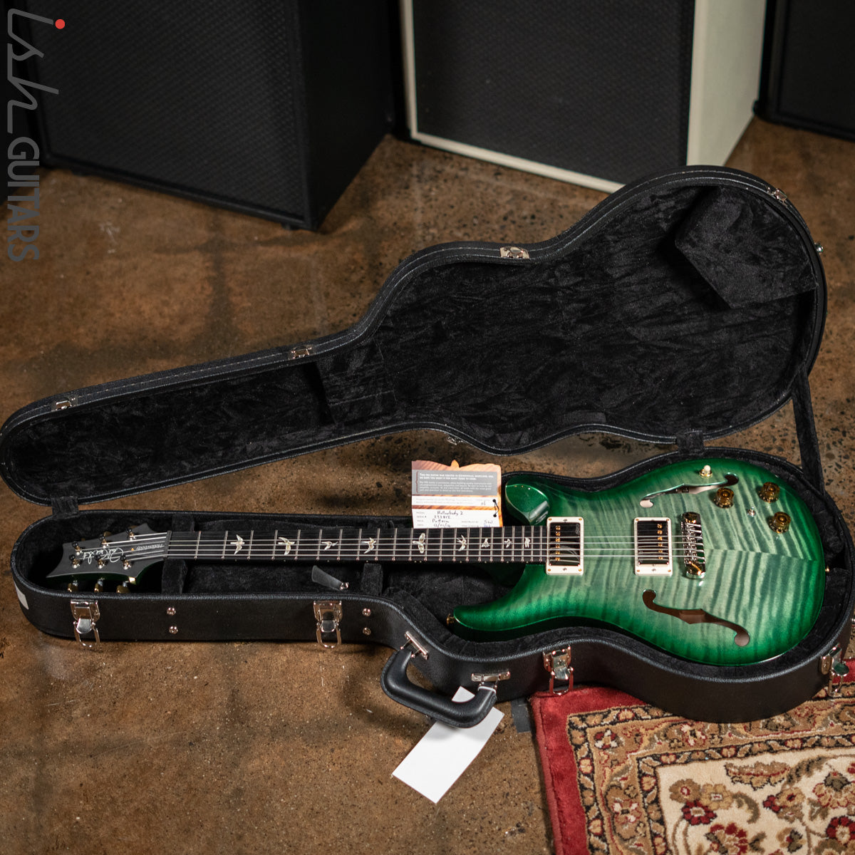 2016 PRS Hollowbody II Piezo Trampas Green Metallic Burst 10 Top