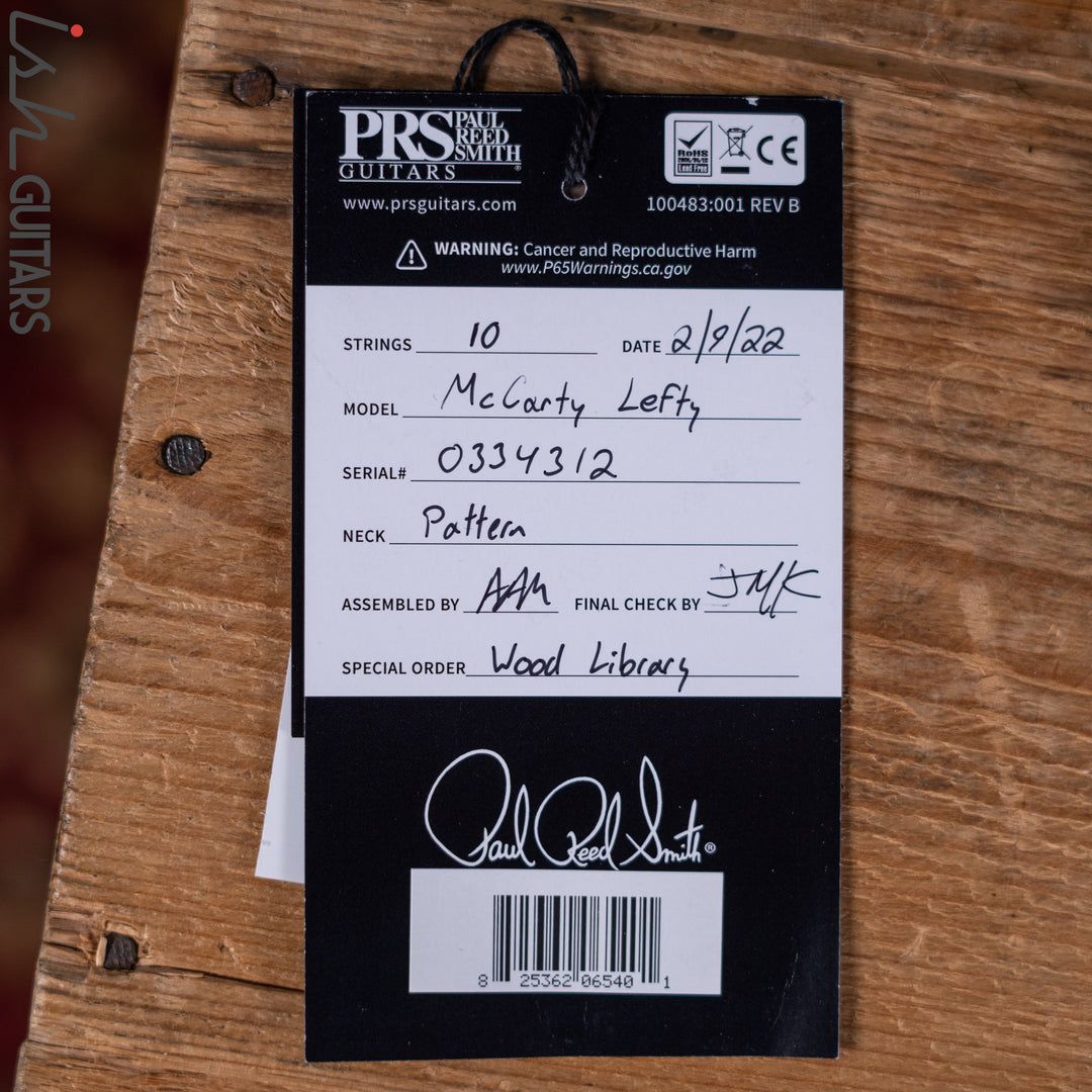 PRS McCarty Lefty Wood Library Copperhead Burst 10 Top Flame Maple