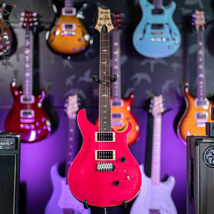 美品　PRS SE Custom 24 Bonnie Pink PRS Wood Library Custom 24 Quilt Electric Guitar - Bonnie Pink