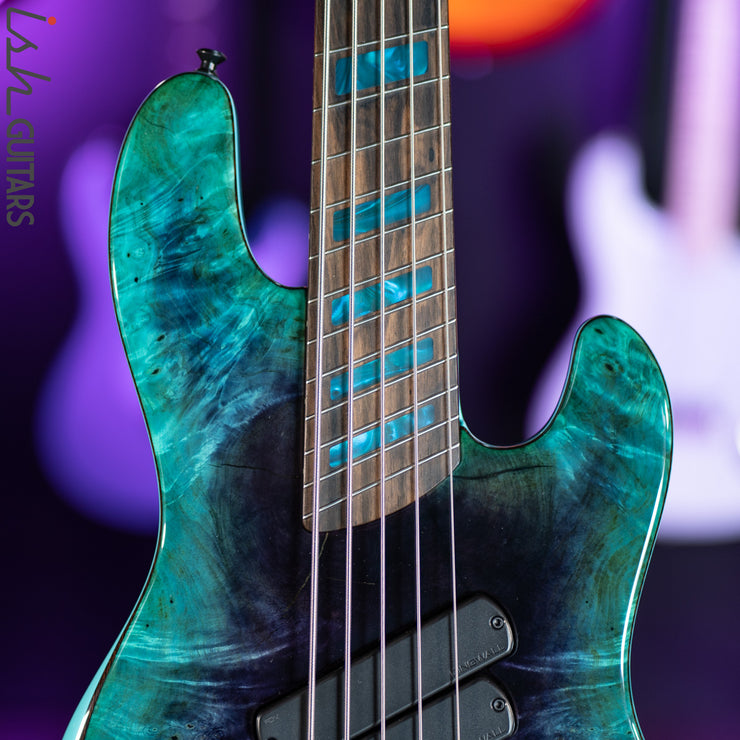 Dingwall Super J 5-String Buckeye Burl Purple to Turquoise Reverseburst