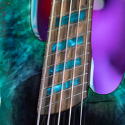 Dingwall Super J 5-String Buckeye Burl Purple to Turquoise Reverseburst