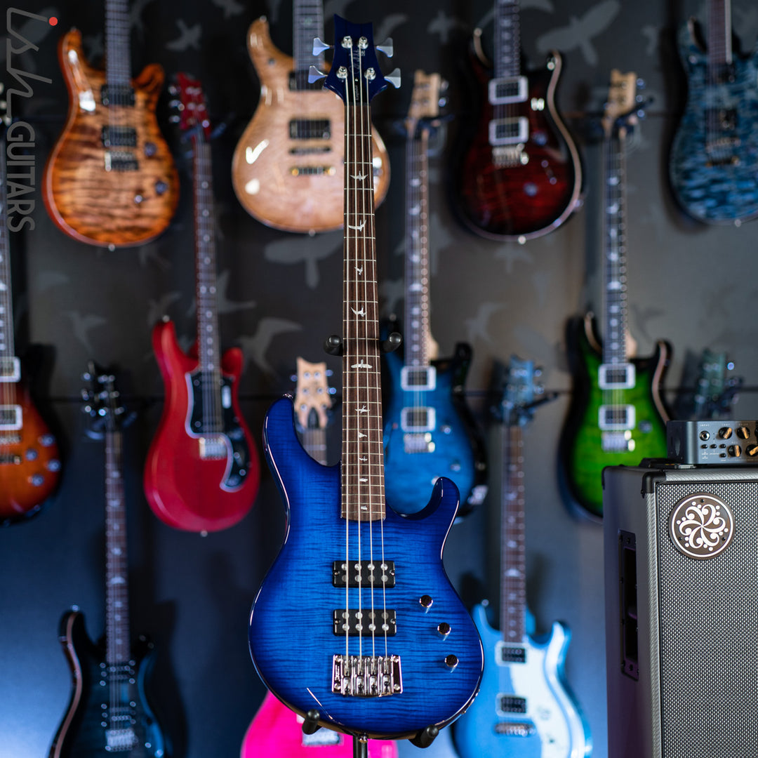 PRS SE Kingfisher Bass Faded Blue Wrap Around Burst