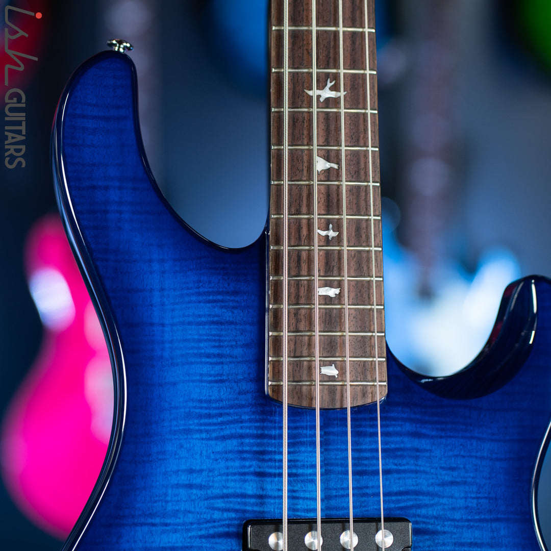 PRS SE Kingfisher Bass Faded Blue Wrap Around Burst