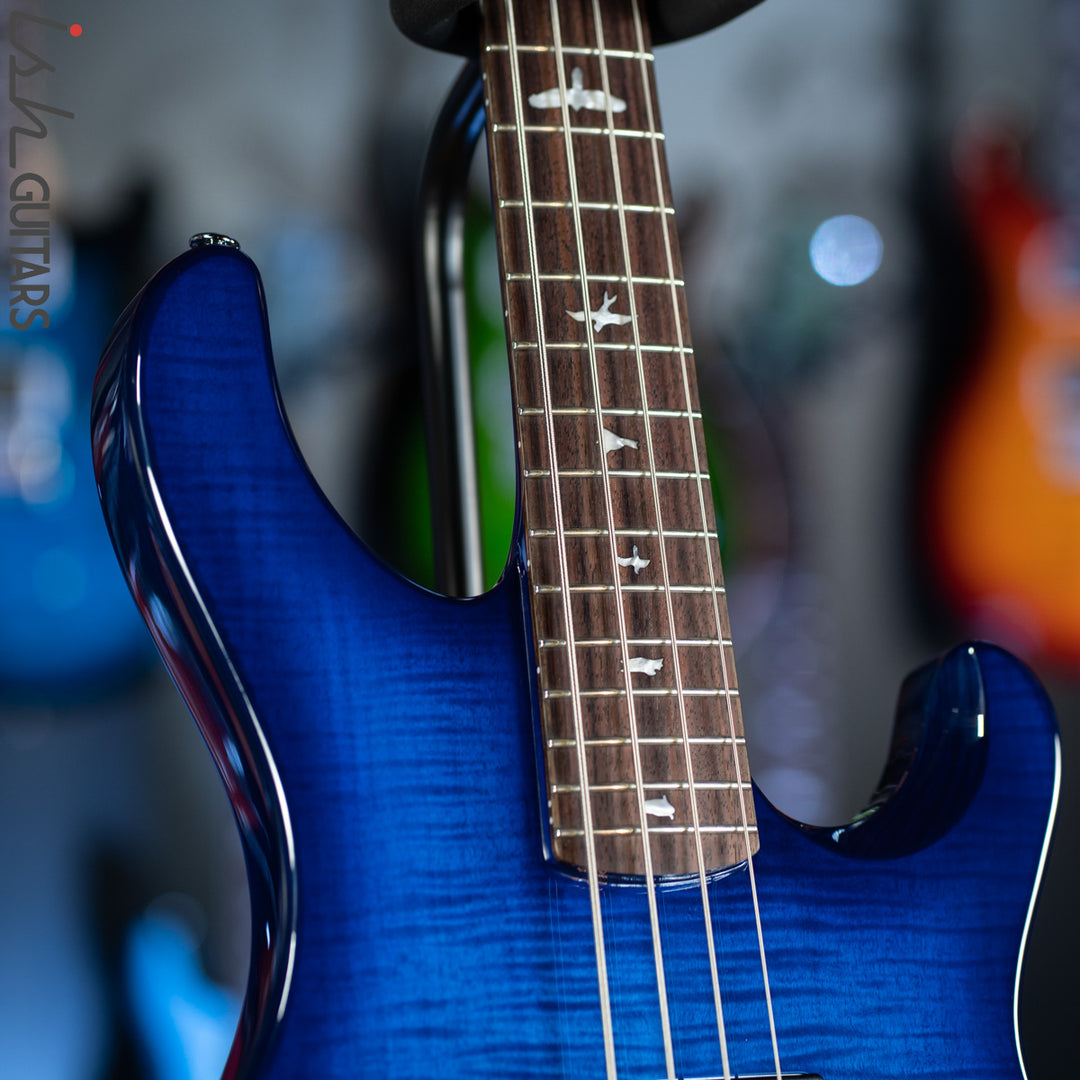 PRS SE Kingfisher Bass Faded Blue Wrap Around Burst