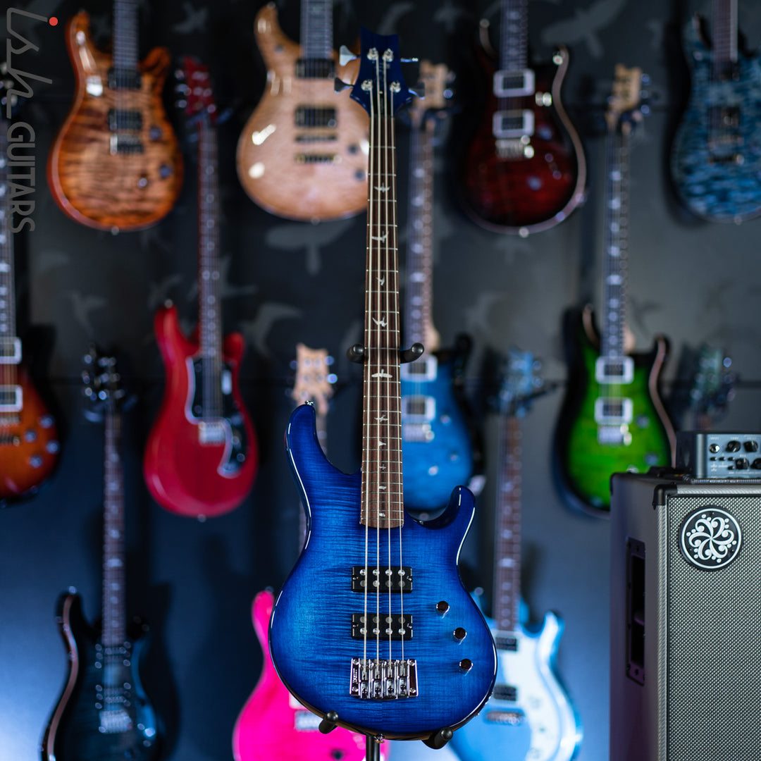 PRS SE Kingfisher Bass Faded Blue Wrap Around Burst Demo