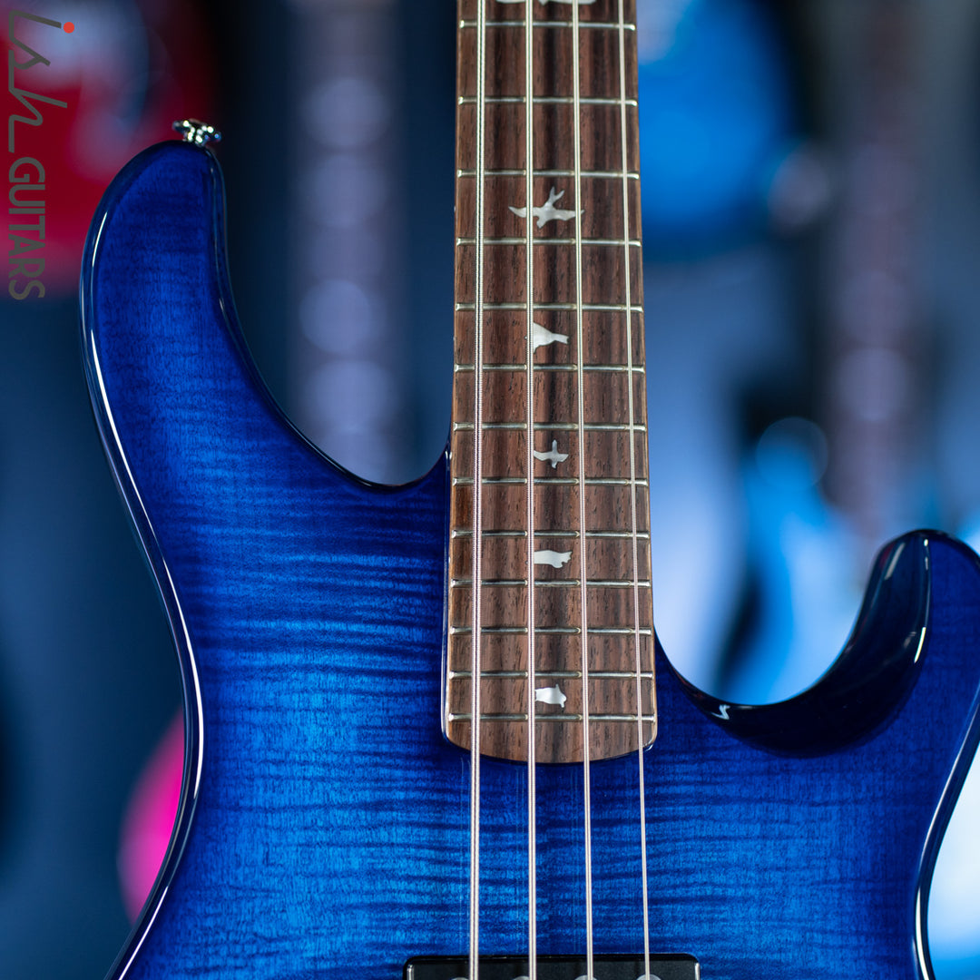 PRS SE Kingfisher Bass Faded Blue Wrap Around Burst Demo
