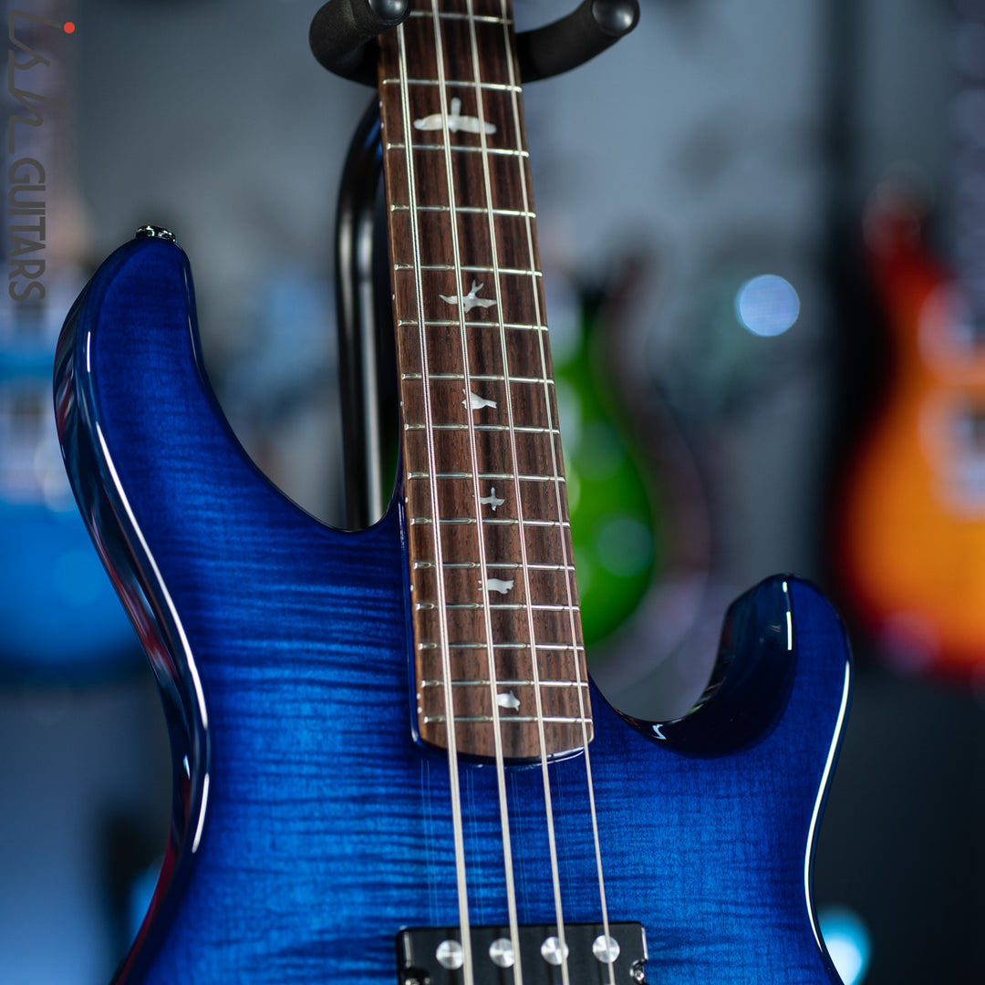 PRS SE Kingfisher Bass Faded Blue Wrap Around Burst Demo