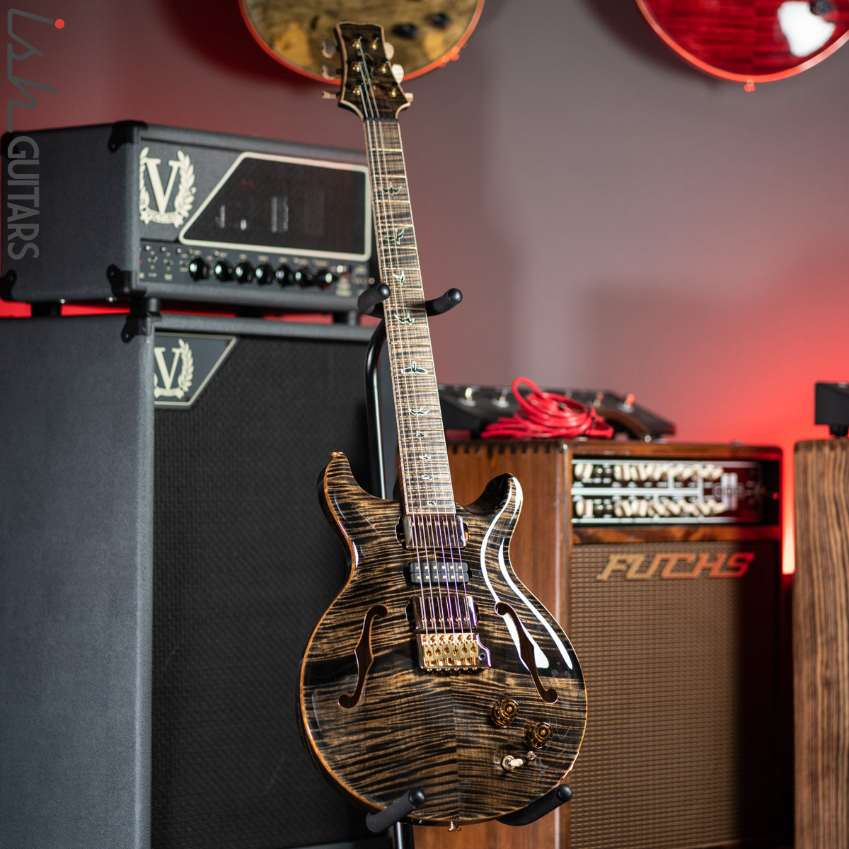 PRS Private Stock Santana Semi-Hollow Roasted Curly Maple Charcoal
