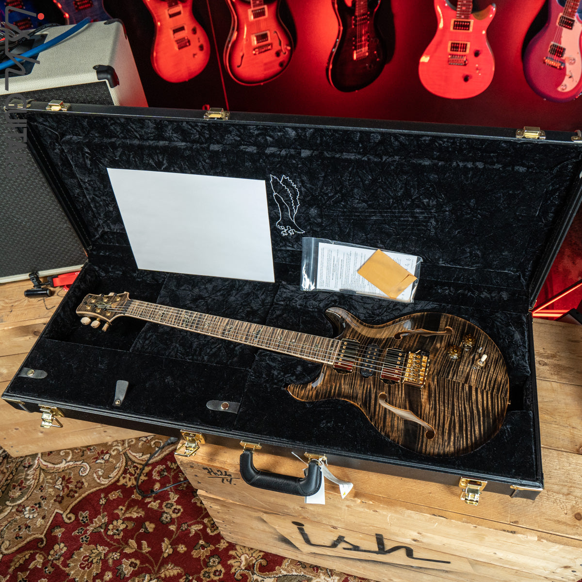 PRS Private Stock Santana Semi-Hollow Roasted Curly Maple Charcoal