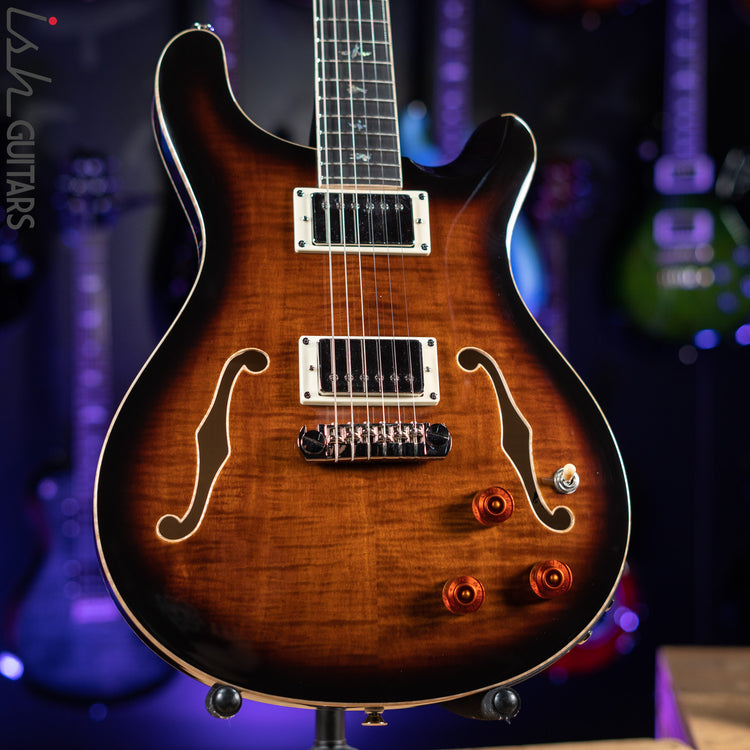 PRS SE Hollowbody II Piezo Electric Guitar Black Gold Sunburst