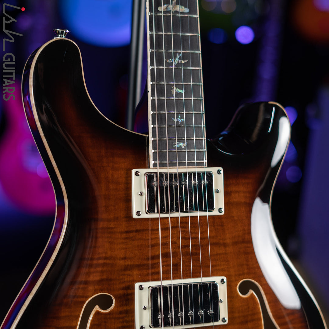 PRS SE Hollowbody II Piezo Electric Guitar Black Gold Sunburst