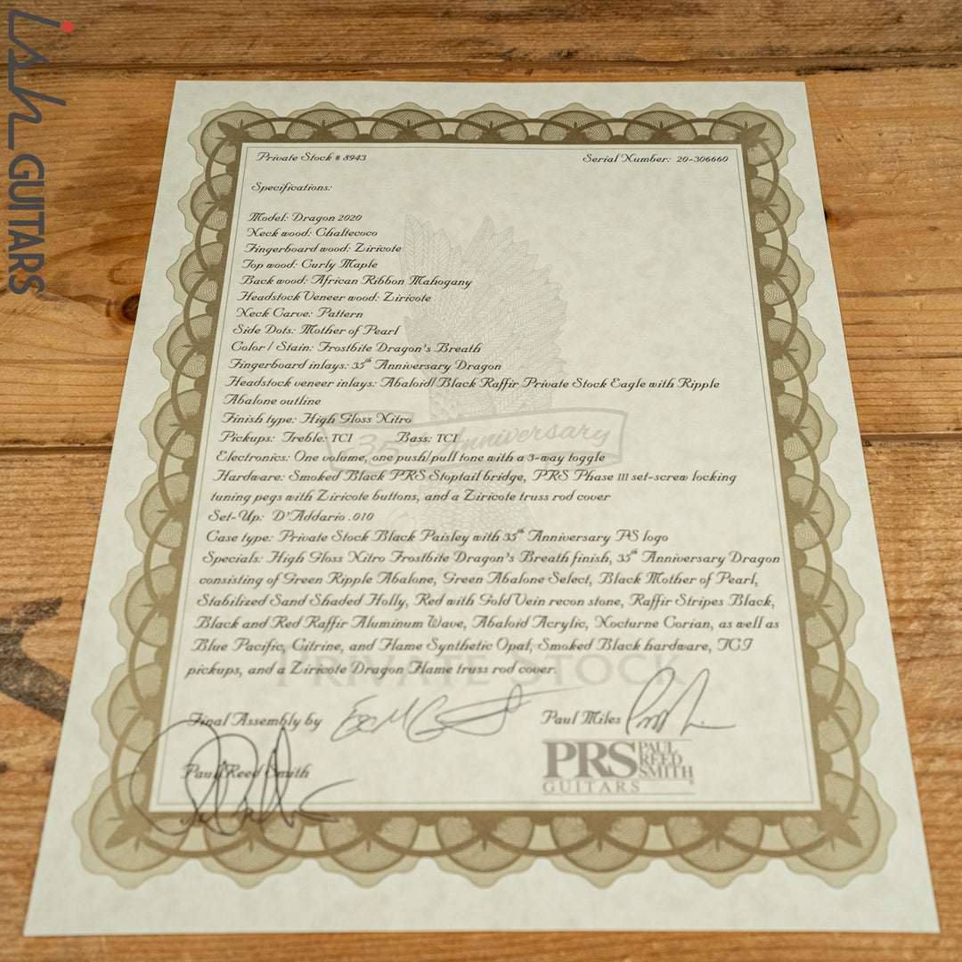 2020 PRS Private Stock 35th Anniversary Dragon