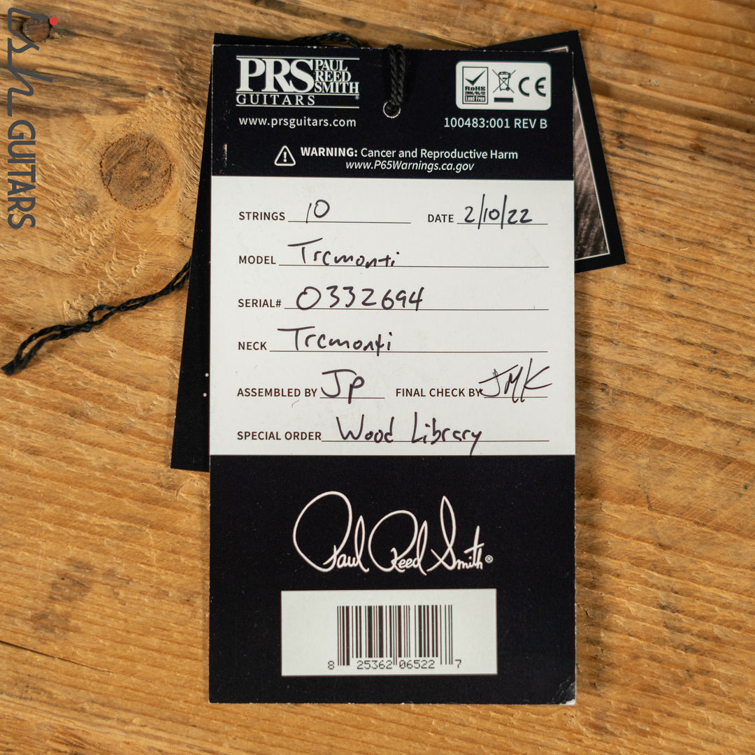 PRS Tremonti Stoptail Wood Library Charcoal Burst 10 Top Quilt