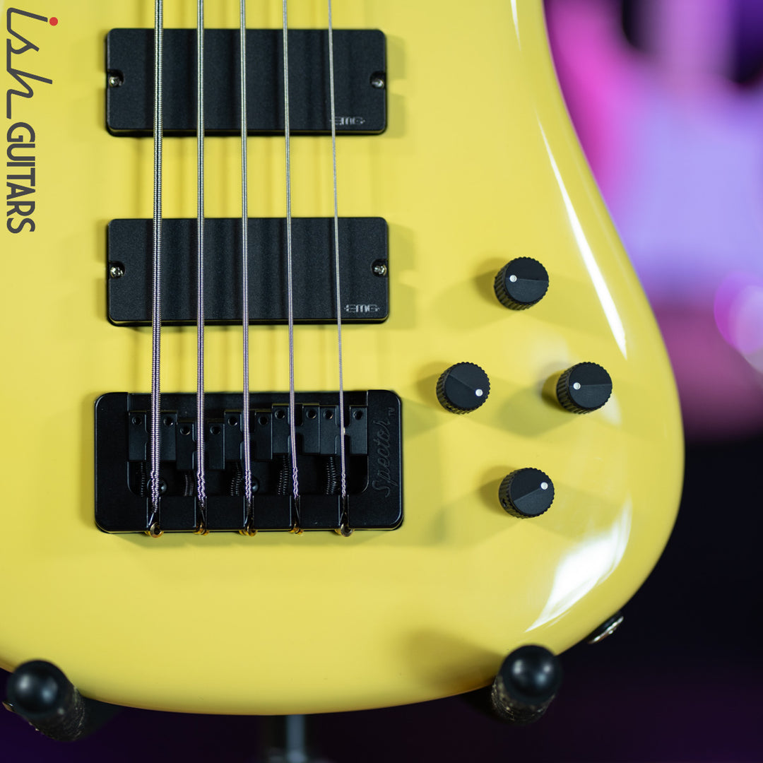 2021 USA Spector NS-5 String Yellow 18V HAZ Bass Guitar
