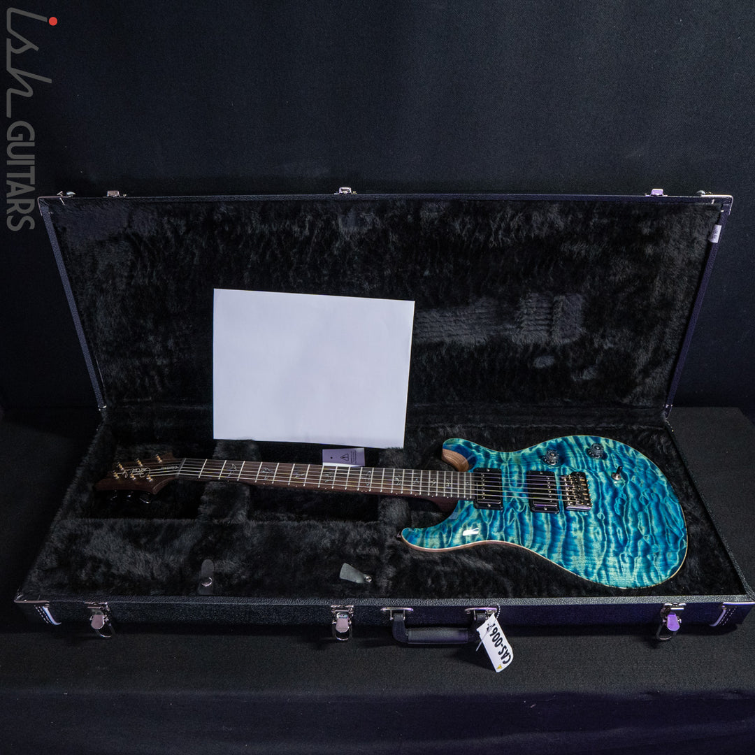 PRS Custom 24 Wood Library River Blue One Piece Quilt 10 Top Rosewood Neck