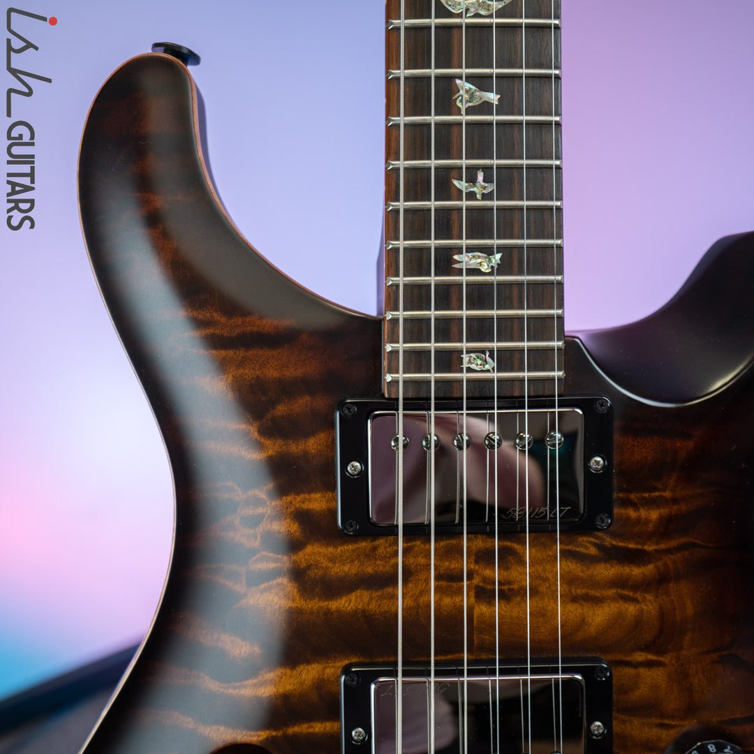2017 PRS Wood Library Custom 24 Semi-Hollow Satin Black Gold Burst 10 Top