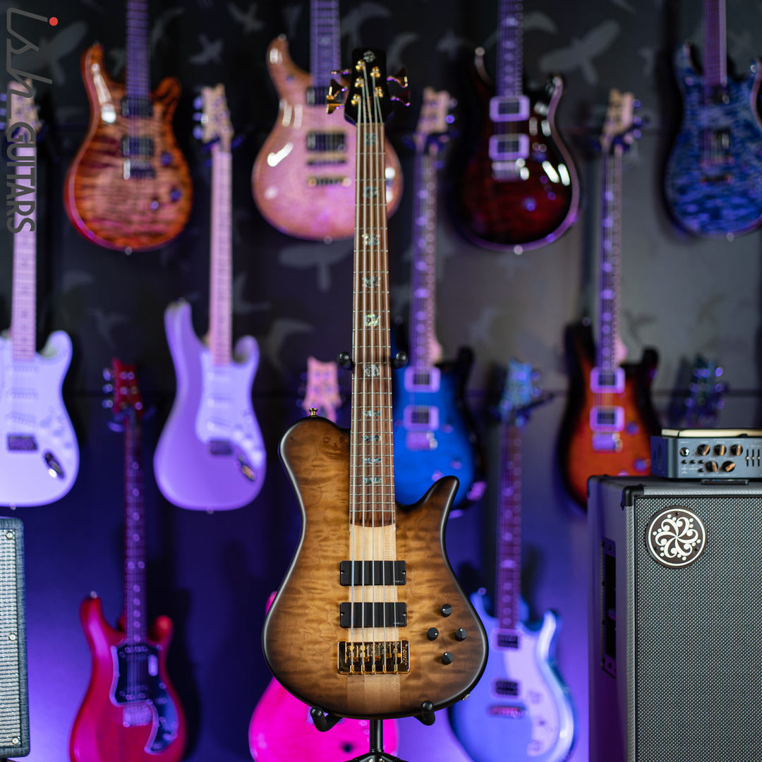Spector Singlecut SC5 NS-5 Bass Natural Tobacco Burst Matte Flame Maple