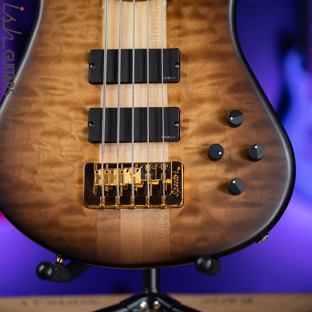Spector Singlecut SC5 NS-5 Bass Natural Tobacco Burst Matte Flame Maple