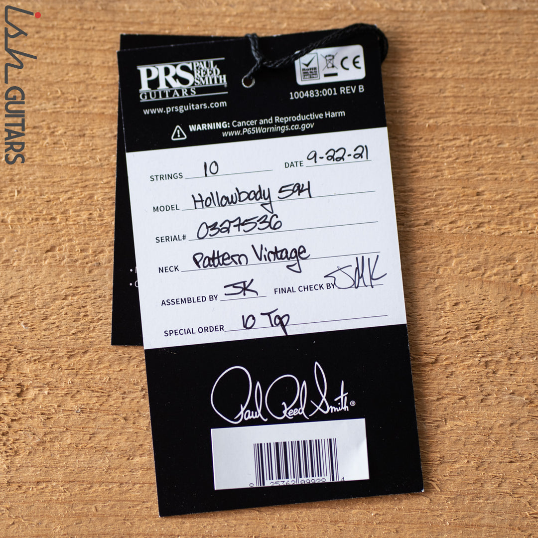 PRS McCarty 594 Hollowbody II Charcoal Blue Burst 10 Top