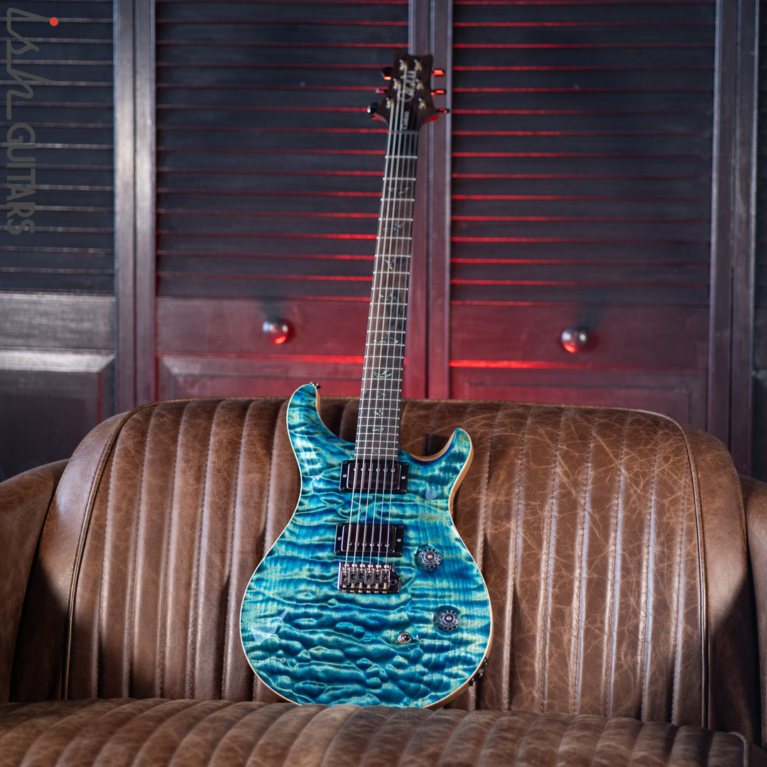 PRS Custom 24 Wood Library River Blue One Piece Quilt 10 Top Rosewood Neck