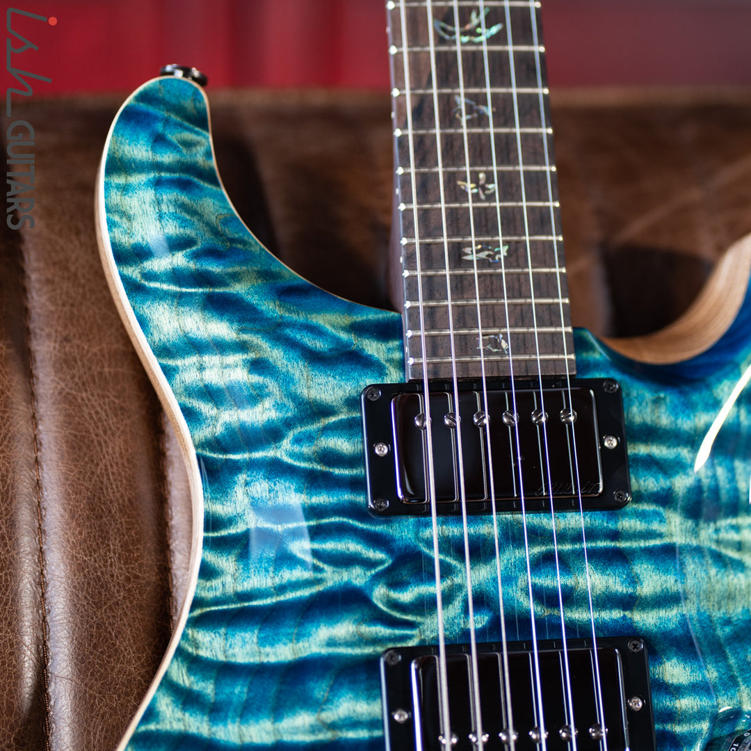 PRS Custom 24 Wood Library River Blue One Piece Quilt 10 Top Rosewood Neck