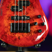Spector Eurobolt 4 Inferno Red Gloss Poplar Burl Bass Guitar