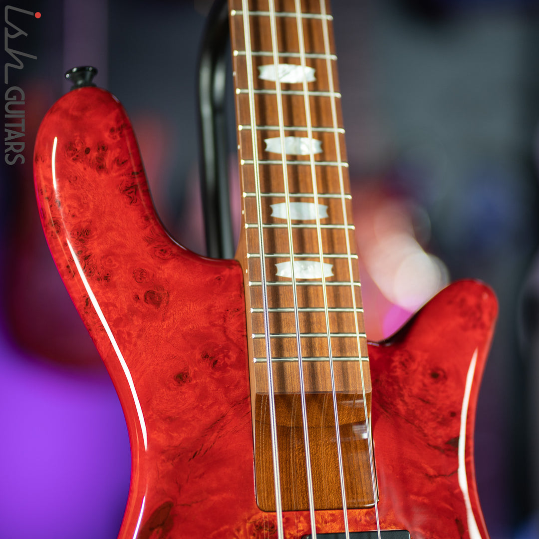 Spector Eurobolt 4 Inferno Red Gloss Poplar Burl Bass Guitar