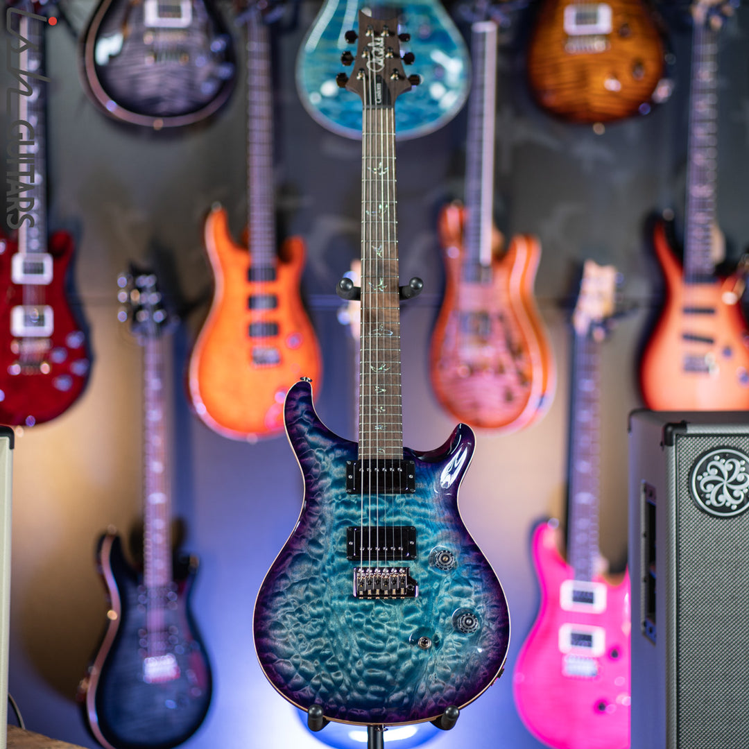 PRS Custom 24 Wood Library Aquabluex Purple Burst One Piece 10 Top Quilt Rosewood Neck