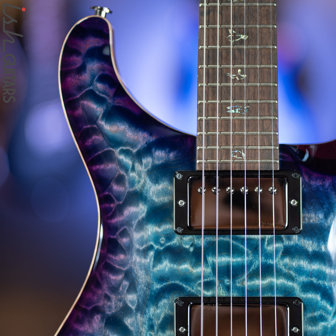 PRS Custom 24 Wood Library Aquabluex Purple Burst One Piece 10 Top Quilt Rosewood Neck