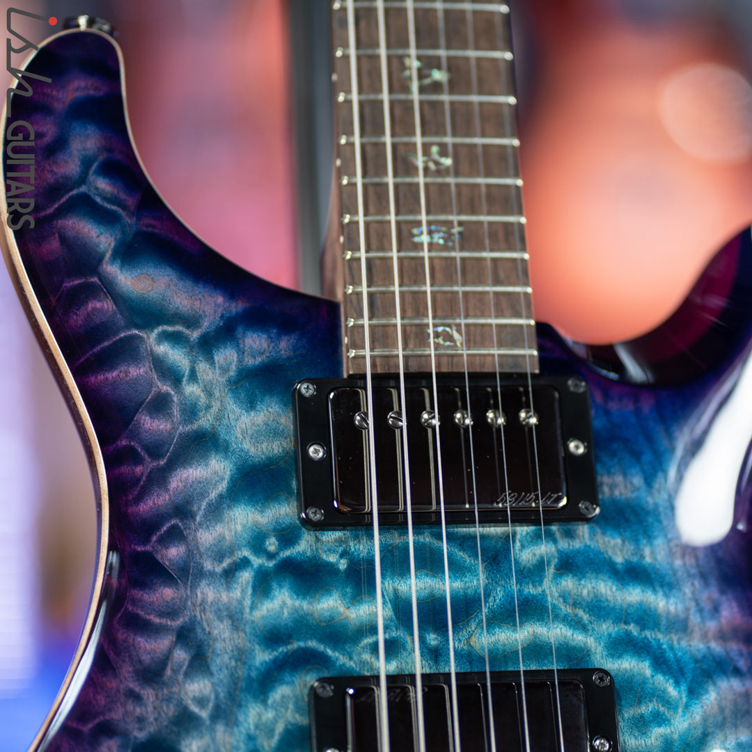 PRS Custom 24 Wood Library Aquabluex Purple Burst One Piece 10 Top Quilt Rosewood Neck