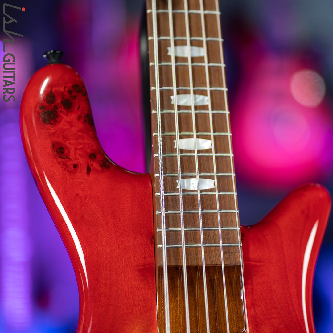 Spector Eurobolt 5 Inferno Red Gloss Poplar Burl Bass Guitar