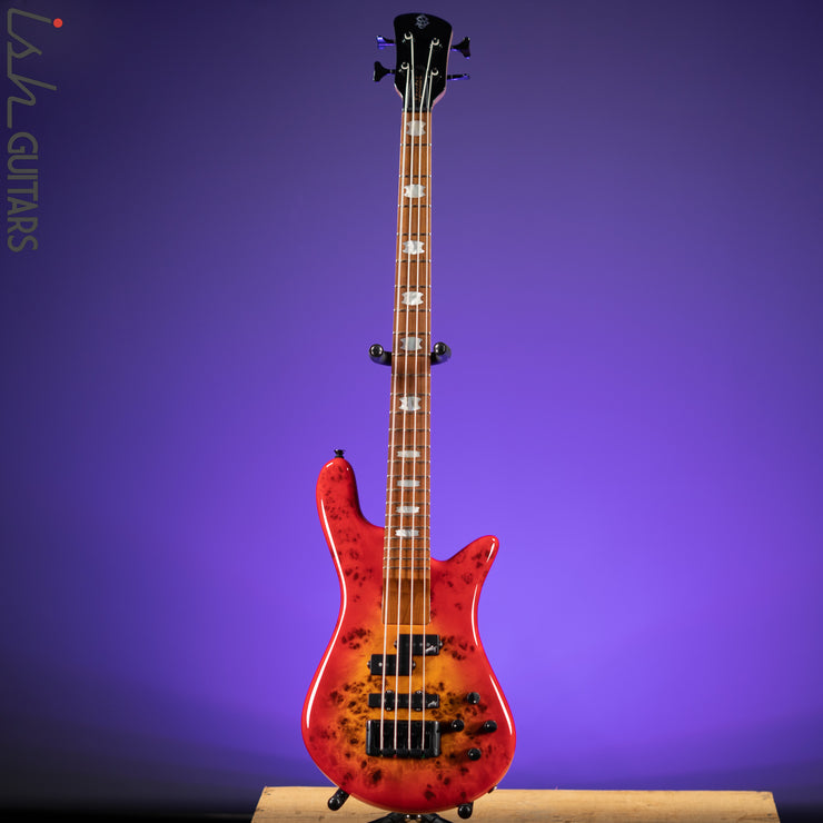 Spector Eurobolt 4 Inferno Red Gloss Poplar Burl Bass Guitar