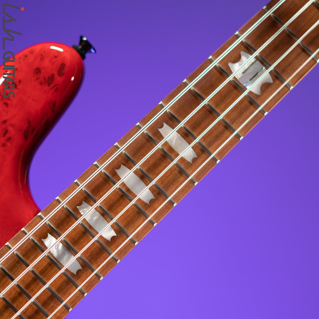 Spector Eurobolt 4 Inferno Red Gloss Poplar Burl Bass Guitar