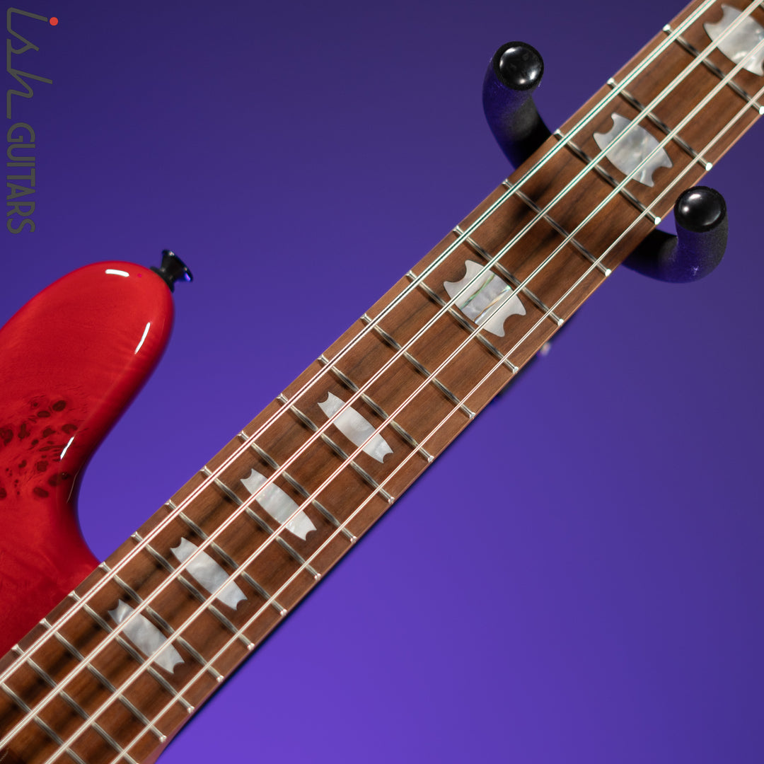 Spector Eurobolt 4 Inferno Red Gloss Poplar Burl Bass Guitar Demo
