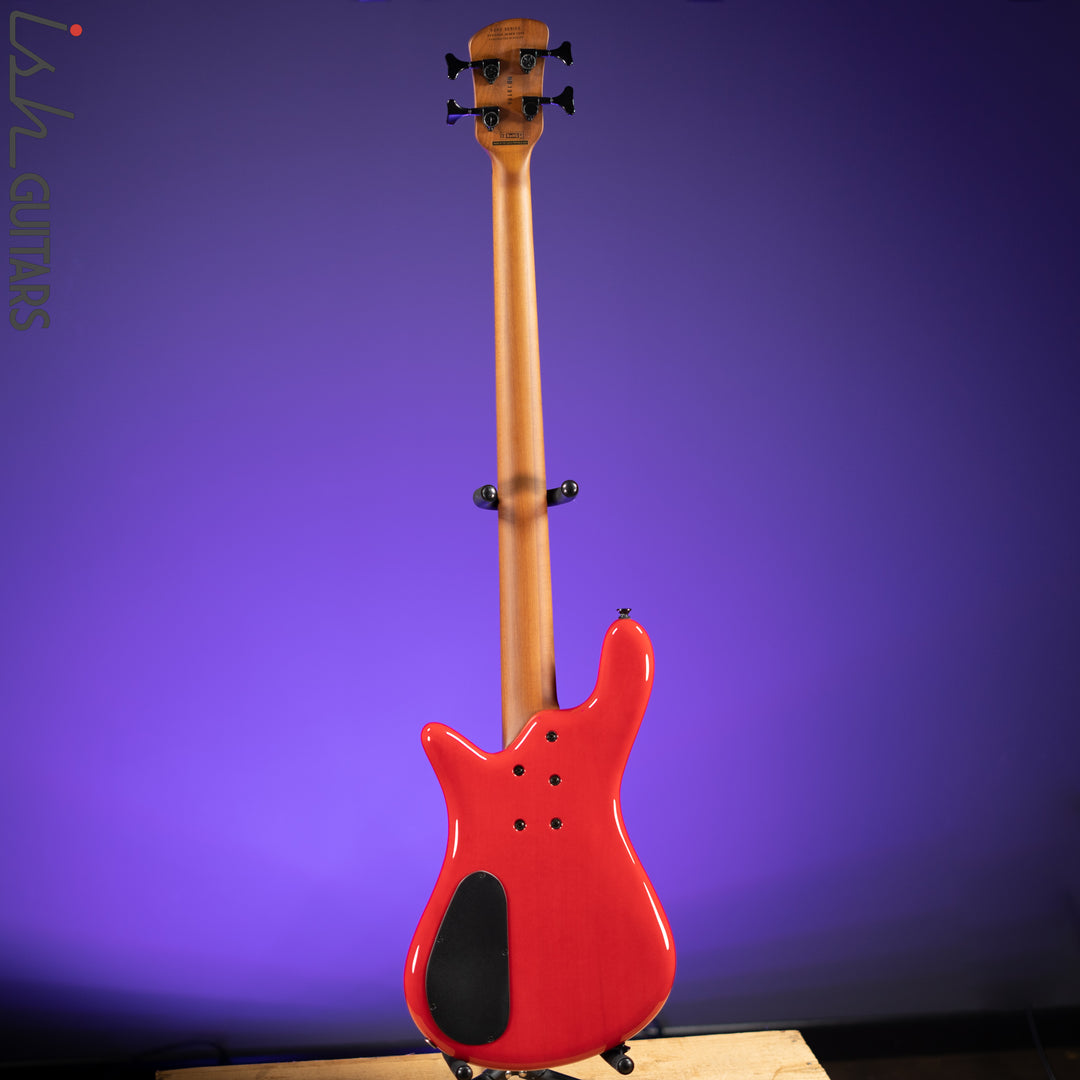 Spector Eurobolt 4 Inferno Red Gloss Poplar Burl Bass Guitar Demo