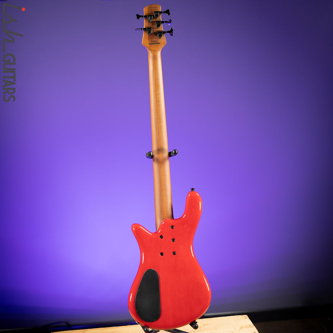 Spector Eurobolt 5 Inferno Red Gloss Poplar Burl Bass Guitar Demo