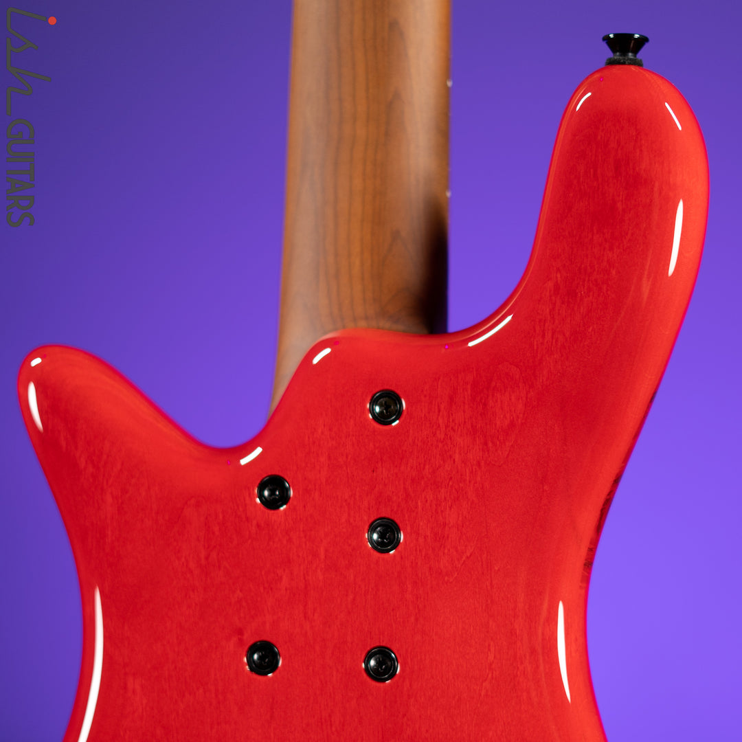 Spector Eurobolt 5 Inferno Red Gloss Poplar Burl Bass Guitar Demo