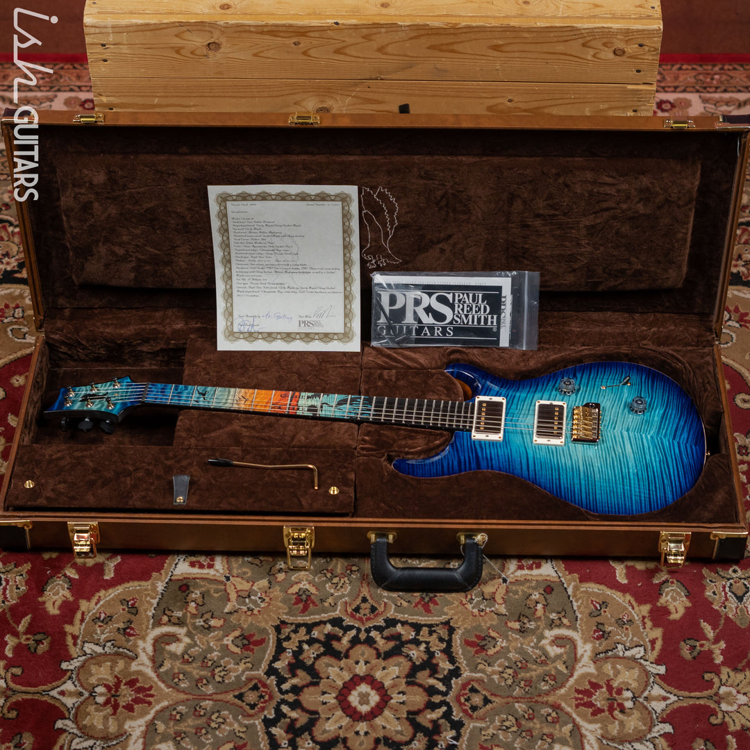 2021 PRS Private Stock Custom 24 Aquamarine Glow Smoked Burst “Chesapeake Bay” Inlays