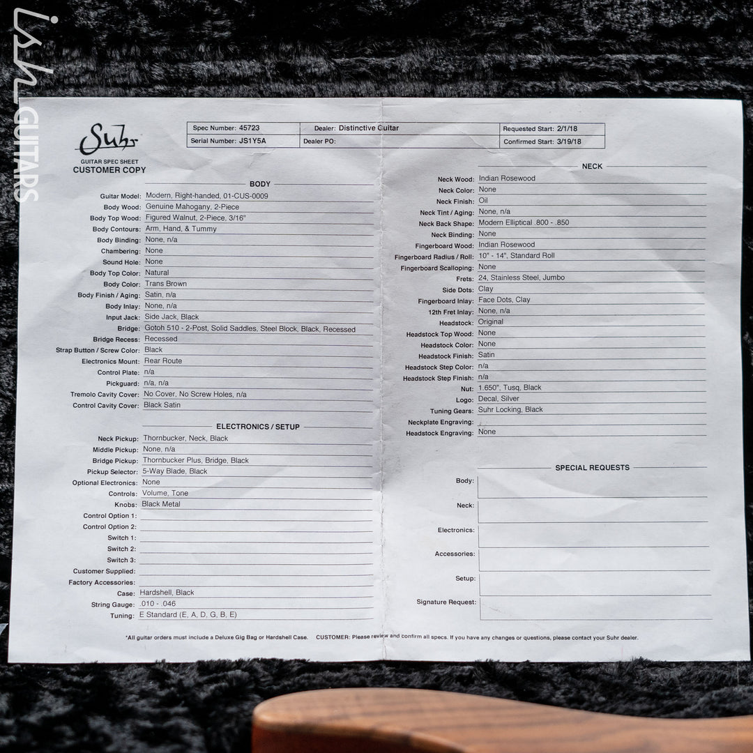 2018 Suhr Modern Natural Walnut