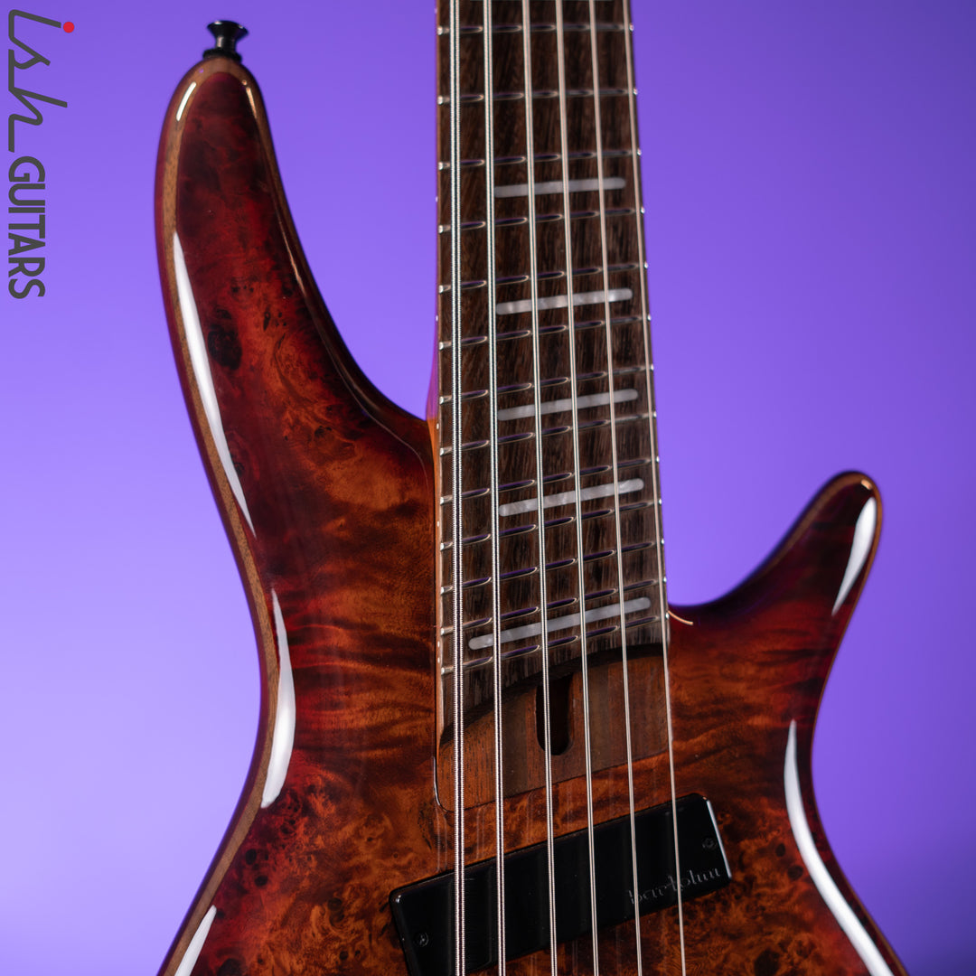 2018 Ibanez Bass Workshop SRMS806 Multi-Scale 6-String Bass Brown Topaz Burst Gloss