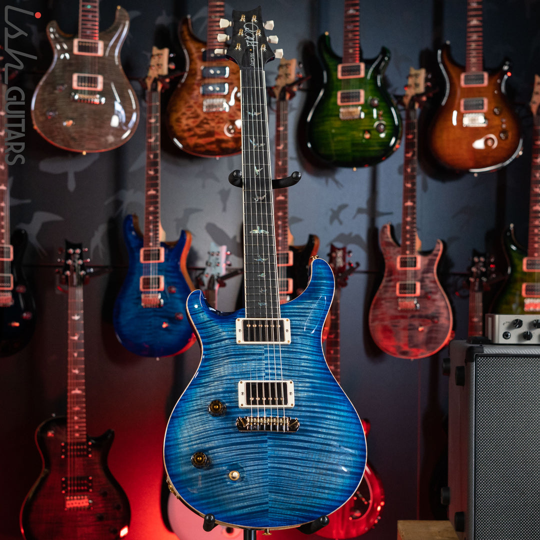 PRS McCarty Lefty Wood Library Faded Blue Jean w/ Blue Burst 10 Top Flame Maple